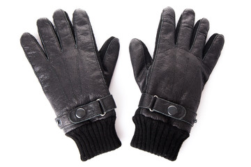 Black leather gloves.  Men's black leather gloves