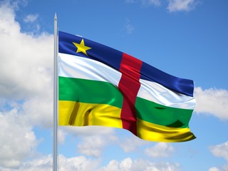 Central African Republic 3d flag in blue sky
