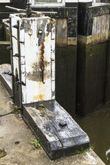 Lock gate handle. Bingley Locks. Bingley. Yorkshire. England.