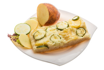 Pizza with zucchini