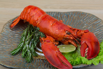 Red boiled lobster
