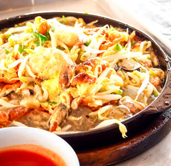 Thai food, stirred mussel pancake 