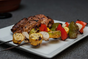 Pork and Vegetable Kabobs