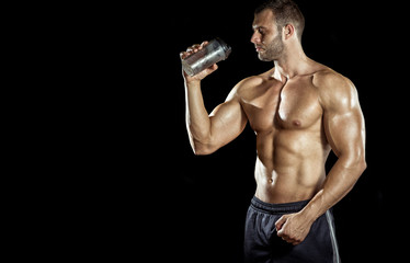 Man drinking protein shake
