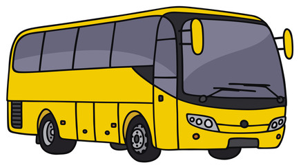 Hand drawing of a yellow bus © vostal