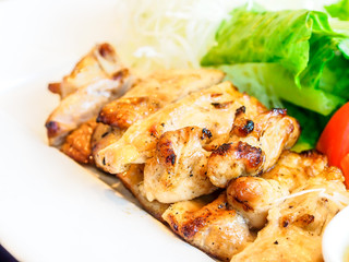 Japanese lunch set, grilled chicken with salad