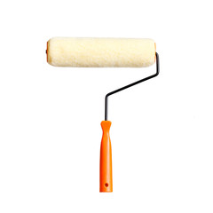 Roller paint brush on isolated white background