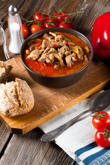 Goulash soup with paprika.