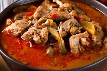 Goulash soup with paprika.