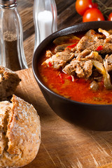 Goulash soup with paprika.