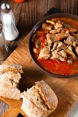Goulash soup with paprika.