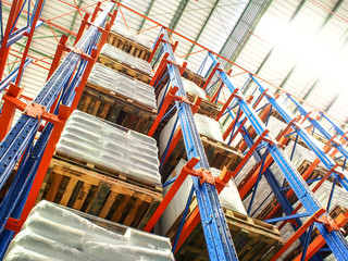 high level rack for products in chemical warehouse
