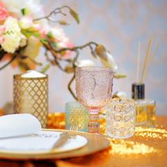 Stylish gold table set