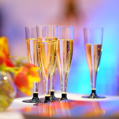 Lots of champagne glasses