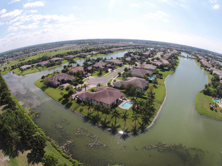 Lakefront homes aerial view