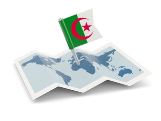 Map with flag of algeria