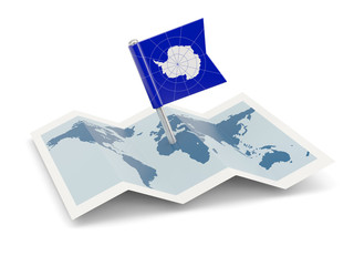 Map with flag of antarctica