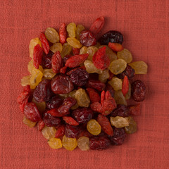 Circle of mixed dried fruits