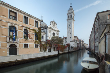 Fototapeta na wymiar falling tower in Venice in Italy