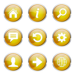 Web Internet Yellow Vector Button Icon Design Set