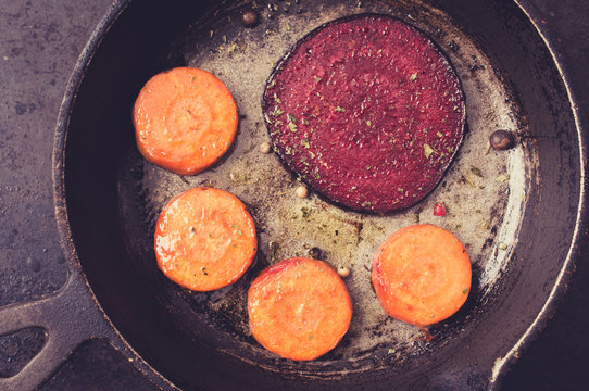 Beets Carrots In A Pan