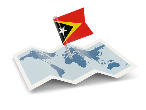 Map with flag of east timor
