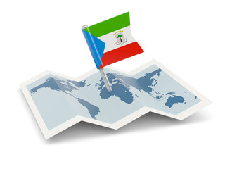 Map with flag of equatorial guinea