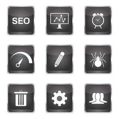 SEO Internet Sign Square Vector Black Icon Design Set 8