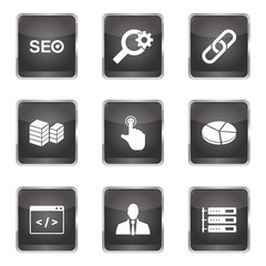 SEO Internet Sign Square Vector Black Icon Design Set 11