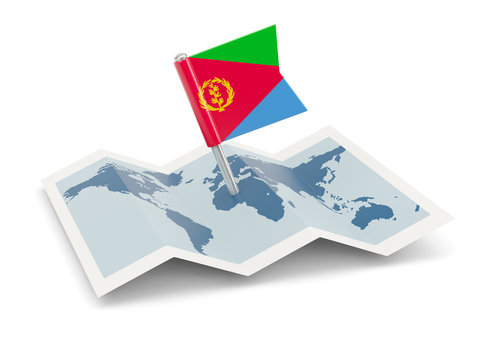 Map with flag of eritrea