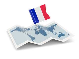 Map with flag of france