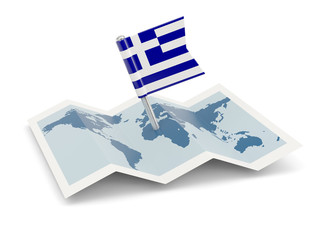 Obraz premium Map with flag of greece