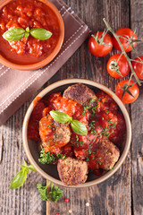 meatballs with tomato sauce and basil