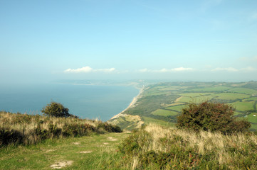 Fototapeta na wymiar View from Golden Cap on Dorset coastal path