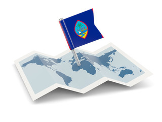 Map with flag of guam
