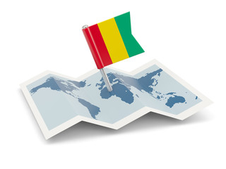 Map with flag of guinea
