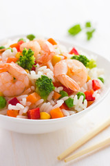 Rice with vegetables and shrimps
