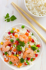 Rice with vegetables and shrimps