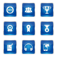 SEO Internet Sign Square Vector Blue Icon Design Set 9