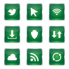 Web Internet Social Square Vector Green Icon Design Set