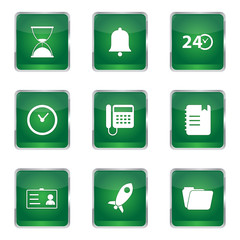 Time Duration Square Vector Green Icon Design Set