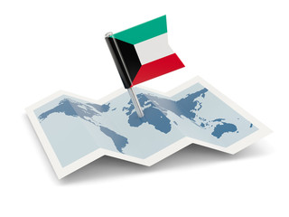 Map with flag of kuwait