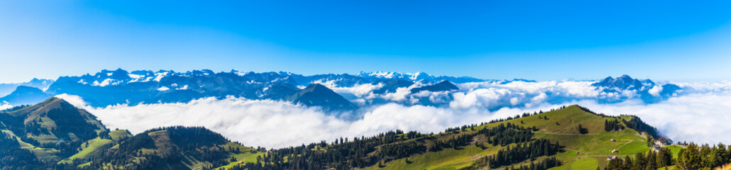 Panorama view of the alps on op of Rigi
