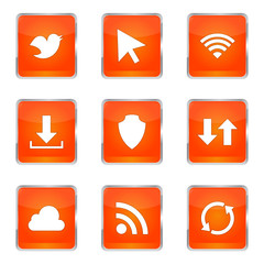 Web Internet Social Square Vector Orange Icon Design Set