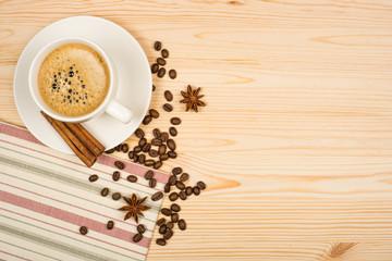 coffee cup with space on the wooden table