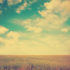 sky and fields, instagram retro style
