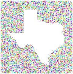 Decorative map of Texas - USA - into a square icon