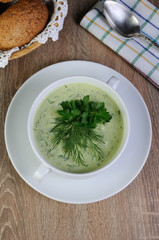 puree soup with dill and parsley