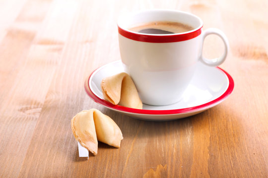 Cup Of Coffee And Fortune Cookie