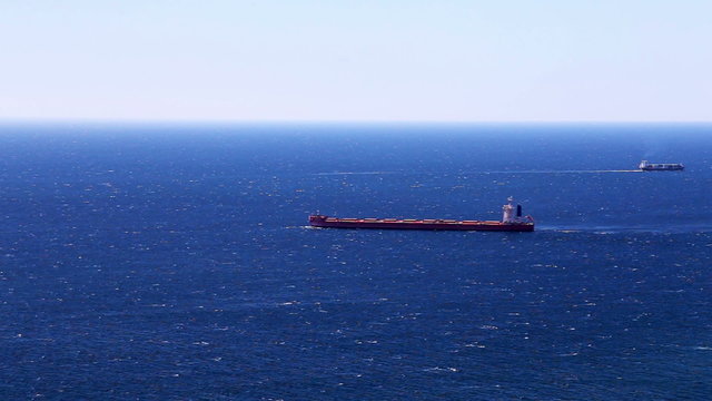 Cargo ship in the open Atlantic ocean